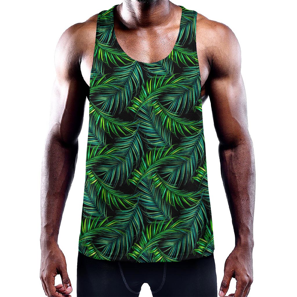 Night Tropical Palm Leaves Pattern Print Training Tank Top