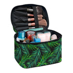 Night Tropical Palm Leaves Pattern Print Travel Makeup Bag