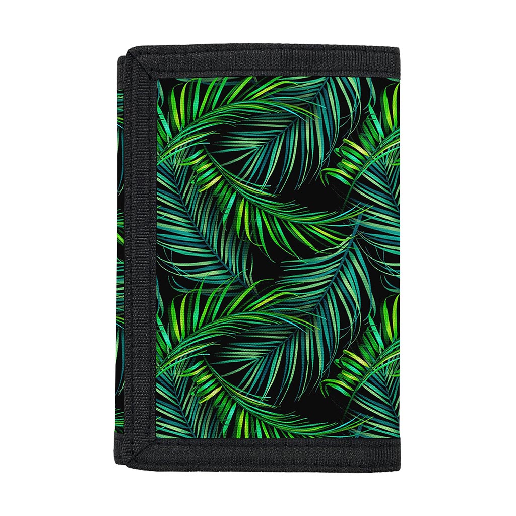 Night Tropical Palm Leaves Pattern Print Trifold Wallet