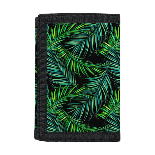 Night Tropical Palm Leaves Pattern Print Trifold Wallet