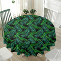 Night Tropical Palm Leaves Pattern Print Waterproof Round Tablecloth