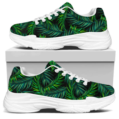 Night Tropical Palm Leaves Pattern Print White Chunky Shoes