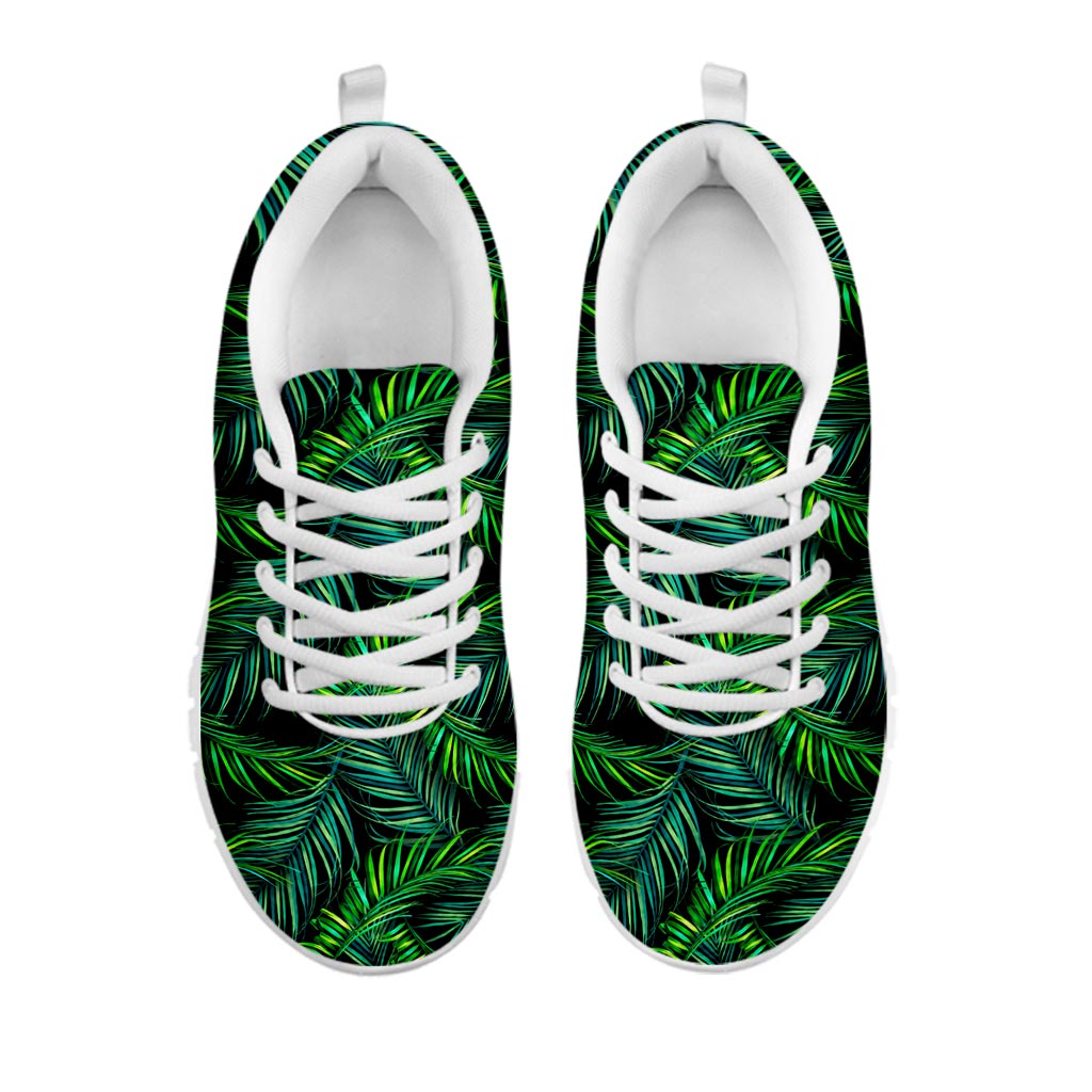 Night Tropical Palm Leaves Pattern Print White Running Shoes