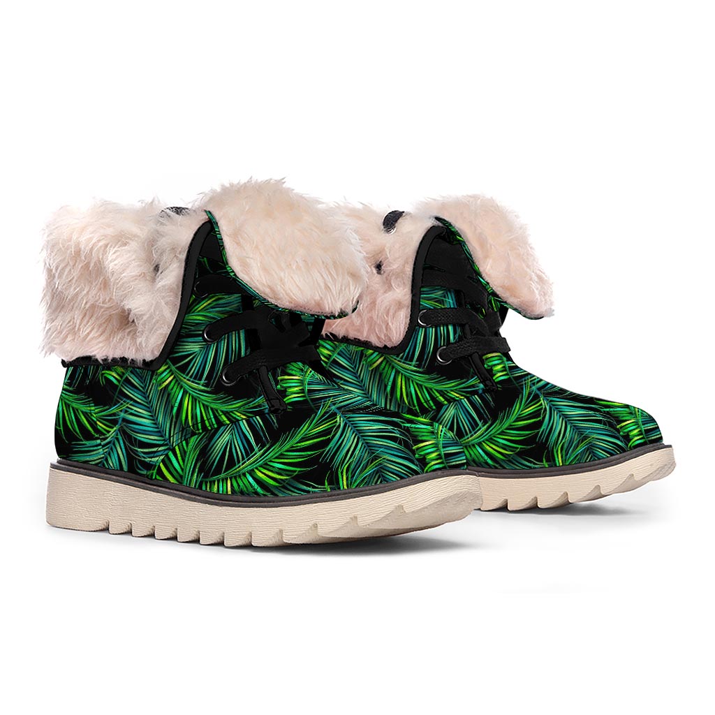 Night Tropical Palm Leaves Pattern Print Winter Boots