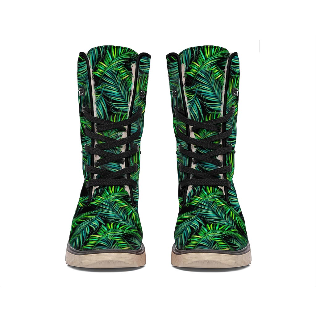 Night Tropical Palm Leaves Pattern Print Winter Boots