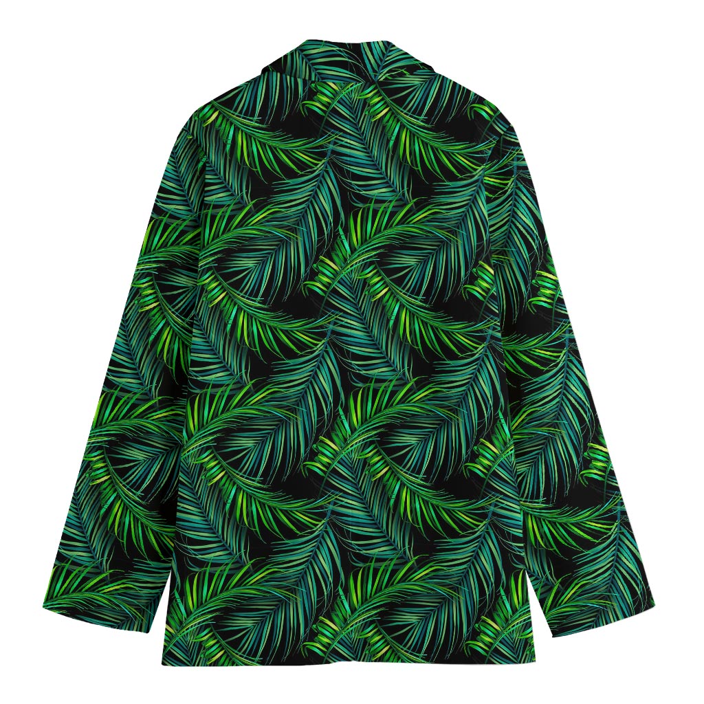 Night Tropical Palm Leaves Pattern Print Women's Blazer