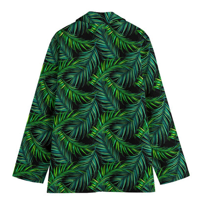 Night Tropical Palm Leaves Pattern Print Women's Blazer