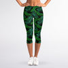 Night Tropical Palm Leaves Pattern Print Women's Capri Leggings