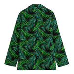 Night Tropical Palm Leaves Pattern Print Women's Cotton Blazer