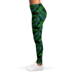 Night Tropical Palm Leaves Pattern Print Women's Leggings