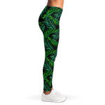 Night Tropical Palm Leaves Pattern Print Women's Leggings