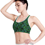 Night Tropical Palm Leaves Pattern Print Women's Sports Bra