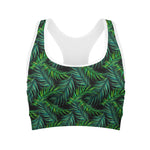 Night Tropical Palm Leaves Pattern Print Women's Sports Bra