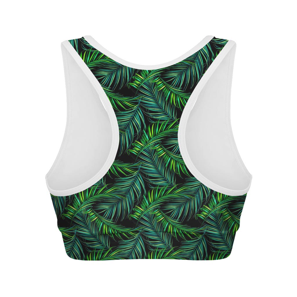 Night Tropical Palm Leaves Pattern Print Women's Sports Bra