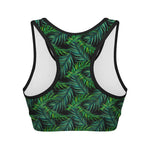 Night Tropical Palm Leaves Pattern Print Women's Sports Bra