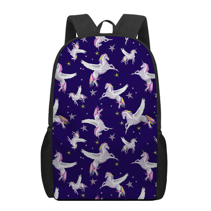 Night Winged Unicorn Pattern Print 17 Inch Backpack