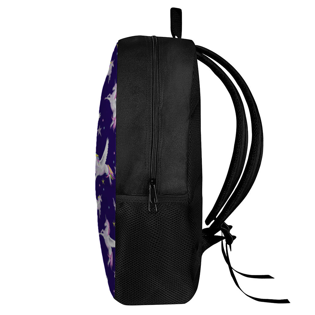 Night Winged Unicorn Pattern Print 17 Inch Backpack