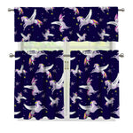 Night Winged Unicorn Pattern Print 3 Piece Kitchen Curtains