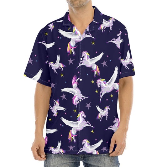 Night Winged Unicorn Pattern Print Aloha Shirt