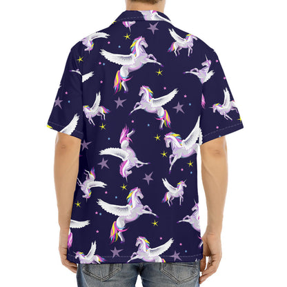 Night Winged Unicorn Pattern Print Aloha Shirt