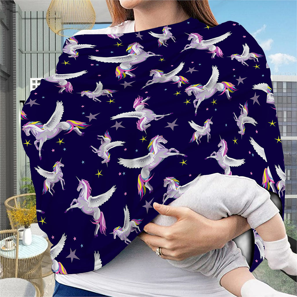 Night Winged Unicorn Pattern Print Baby Seat Cover