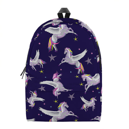 Night Winged Unicorn Pattern Print Backpack