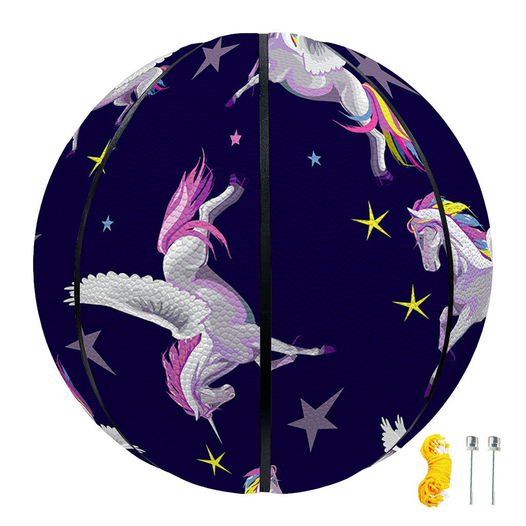 Night Winged Unicorn Pattern Print Basketball