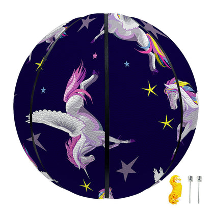 Night Winged Unicorn Pattern Print Basketball