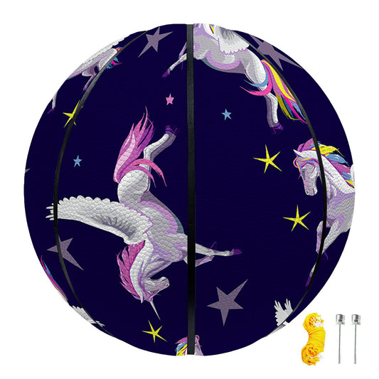 Night Winged Unicorn Pattern Print Basketball