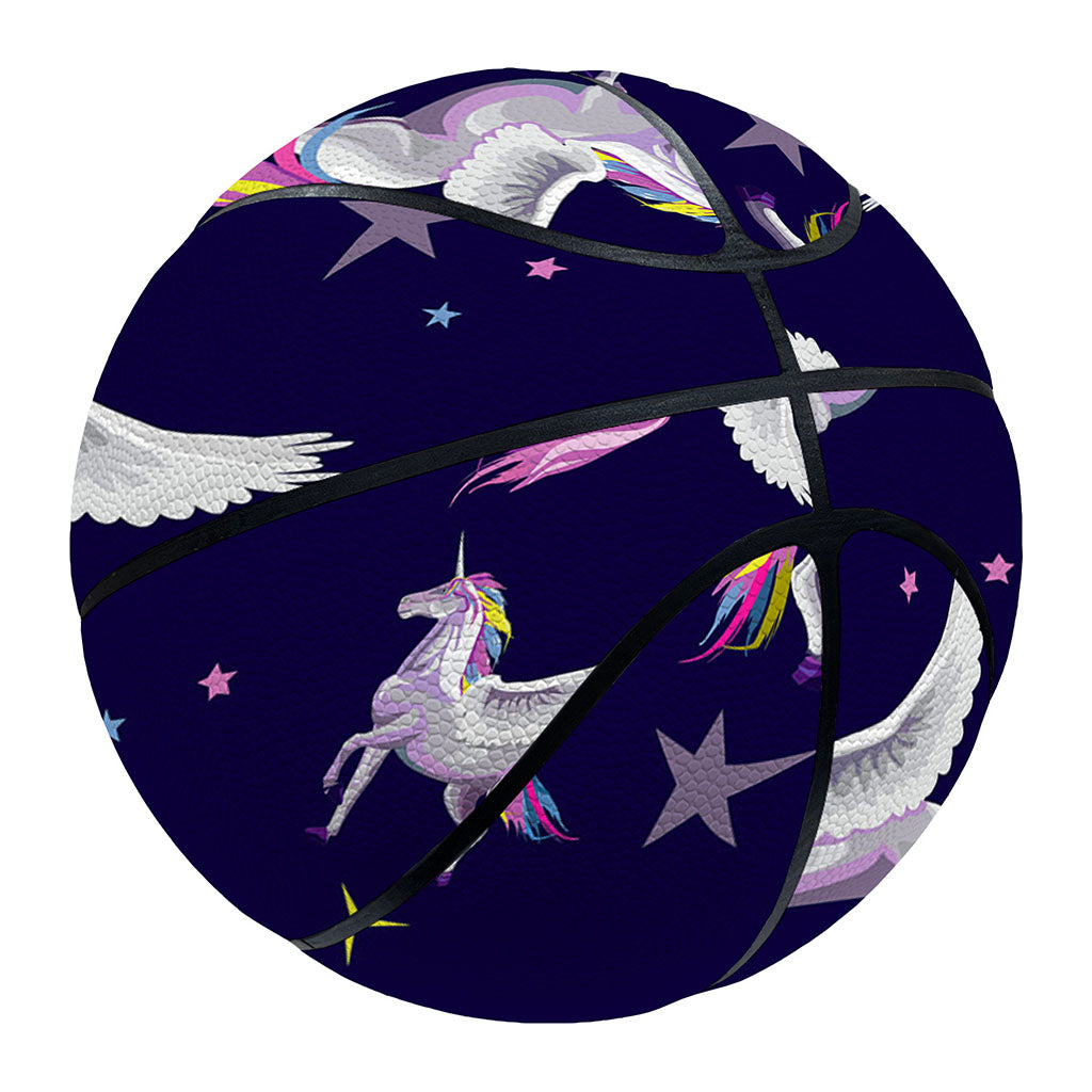 Night Winged Unicorn Pattern Print Basketball