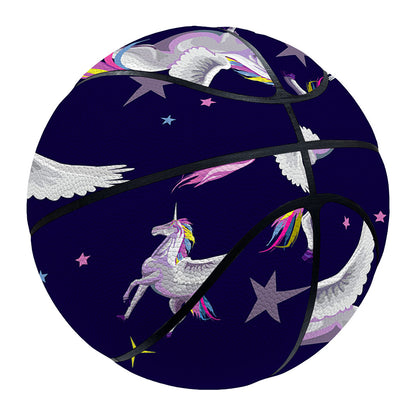 Night Winged Unicorn Pattern Print Basketball