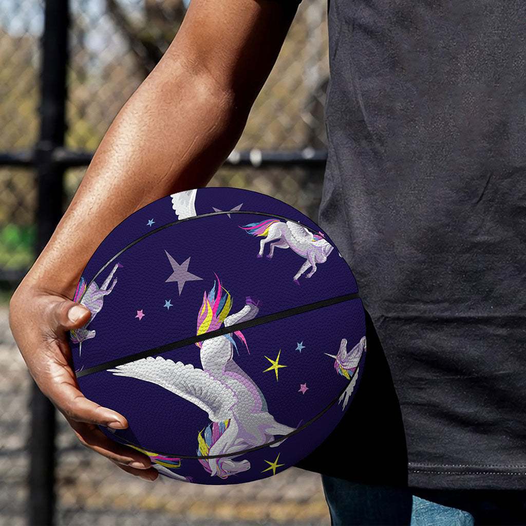 Night Winged Unicorn Pattern Print Basketball