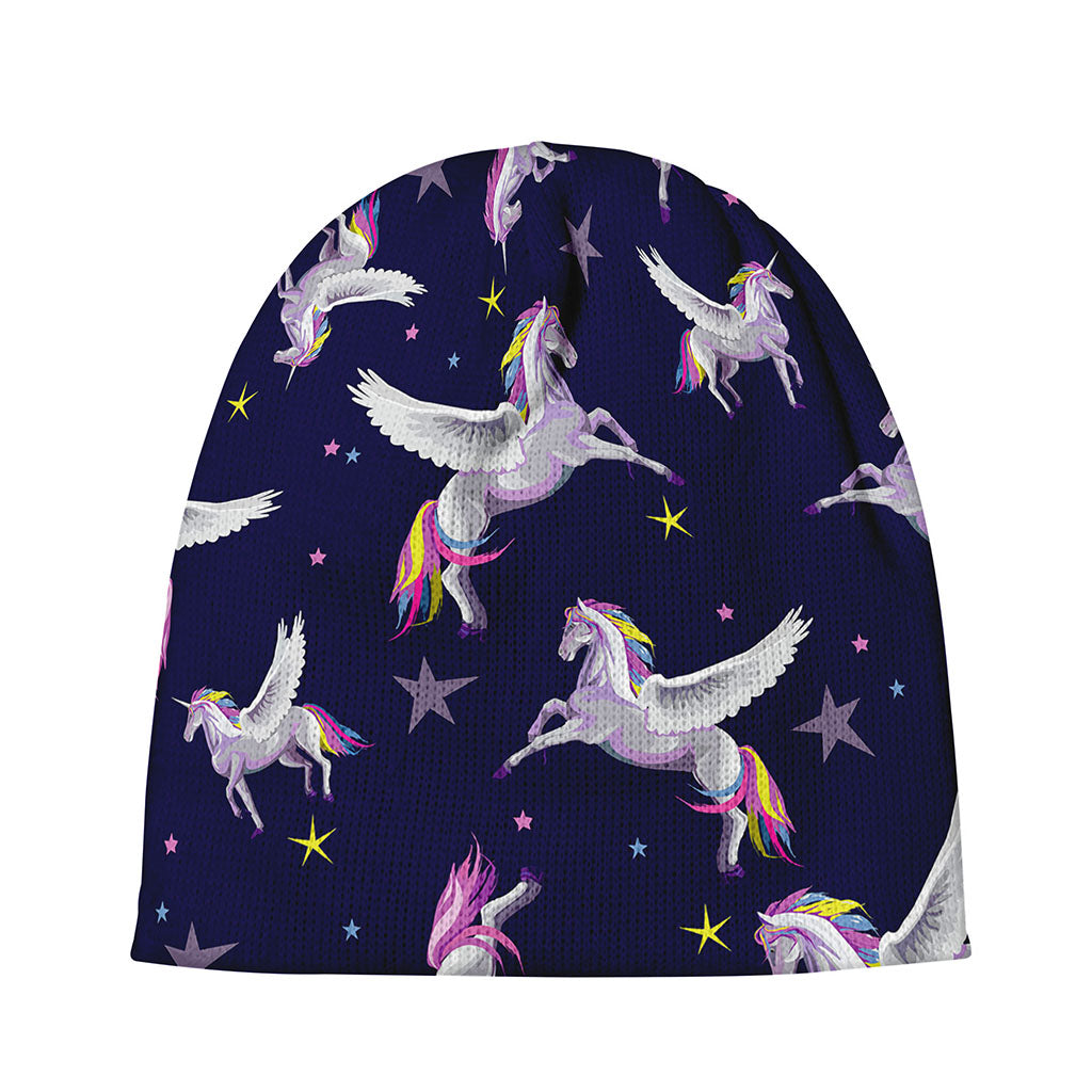 Night Winged Unicorn Pattern Print Beanie