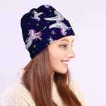 Night Winged Unicorn Pattern Print Beanie