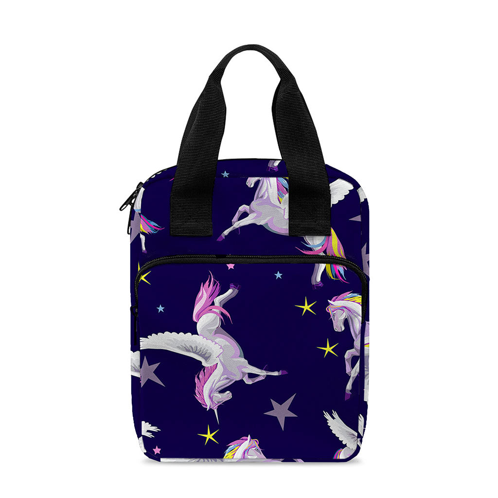 Night Winged Unicorn Pattern Print Bible Tote Bag