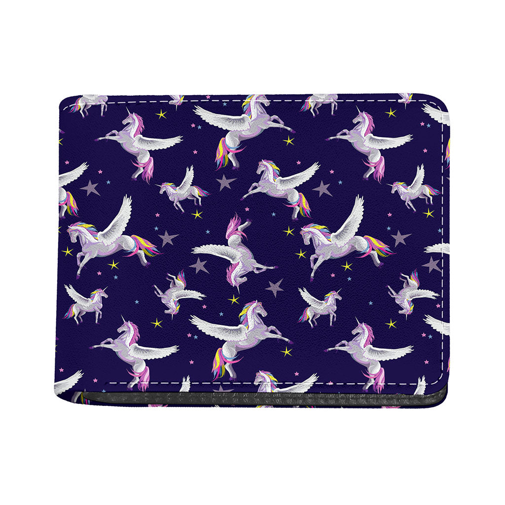 Night Winged Unicorn Pattern Print Bifold Wallet