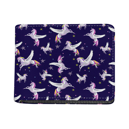Night Winged Unicorn Pattern Print Bifold Wallet