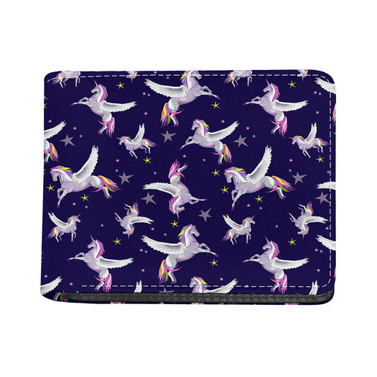 Night Winged Unicorn Pattern Print Bifold Wallet