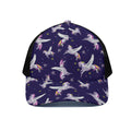 Night Winged Unicorn Pattern Print Black Mesh Trucker Hat