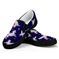 Night Winged Unicorn Pattern Print Black Slip On Sneakers