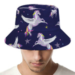 Night Winged Unicorn Pattern Print Bucket Hat