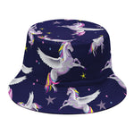 Night Winged Unicorn Pattern Print Bucket Hat