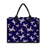 Night Winged Unicorn Pattern Print Canvas Tote Bag