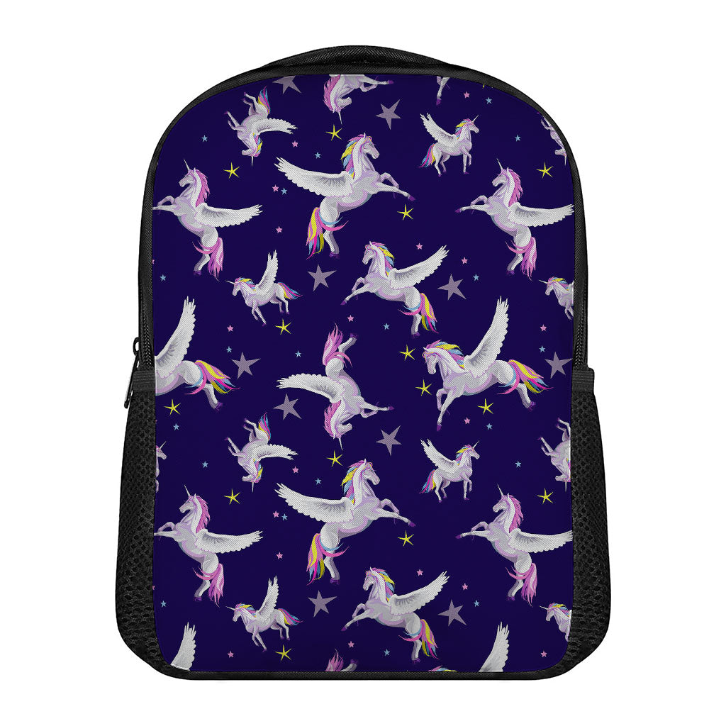 Night Winged Unicorn Pattern Print Casual Backpack