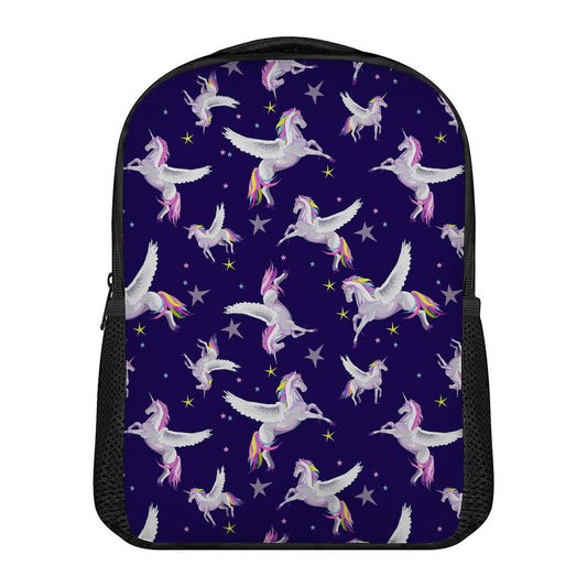 Night Winged Unicorn Pattern Print Casual Backpack