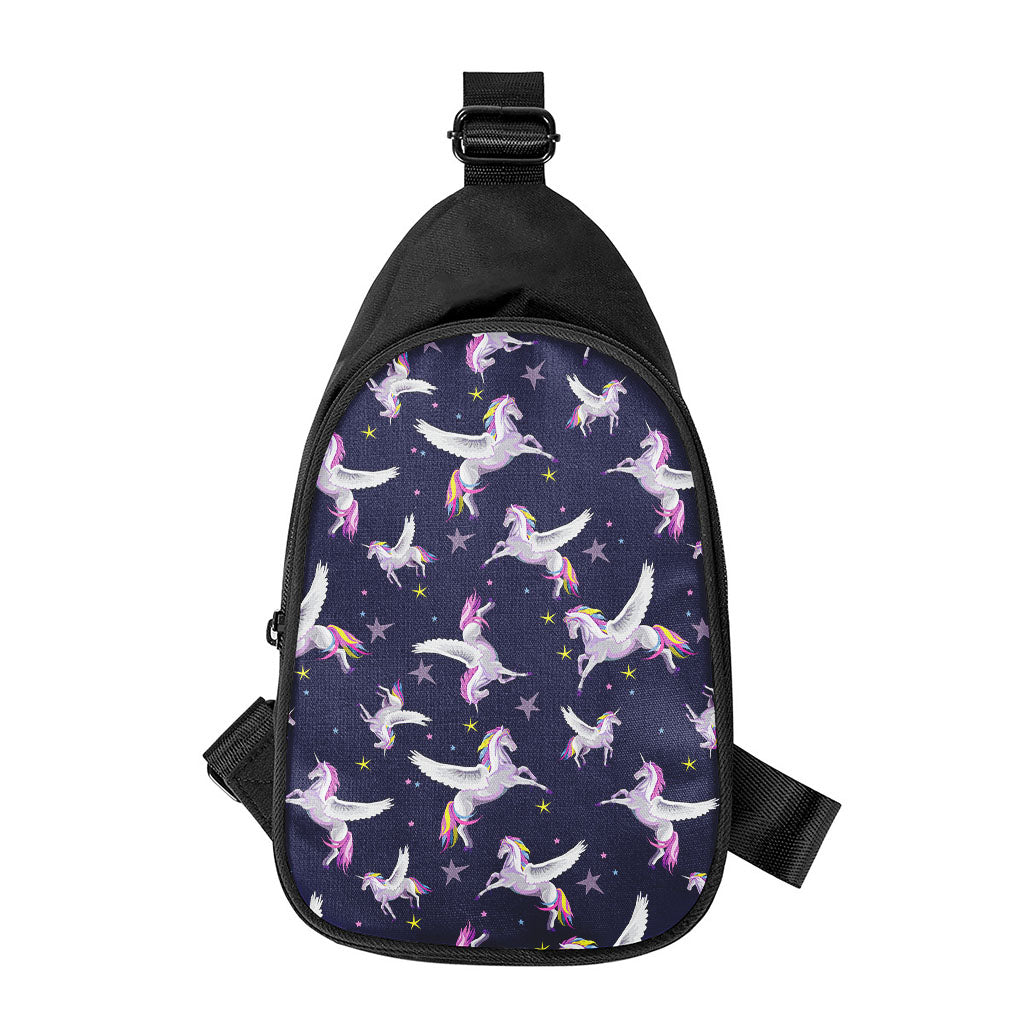 Night Winged Unicorn Pattern Print Chest Bag