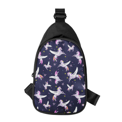 Night Winged Unicorn Pattern Print Chest Bag