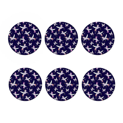Night Winged Unicorn Pattern Print Coaster Set
