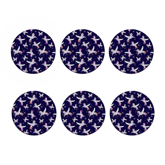 Night Winged Unicorn Pattern Print Coaster Set