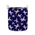 Night Winged Unicorn Pattern Print Collapsible Laundry Basket